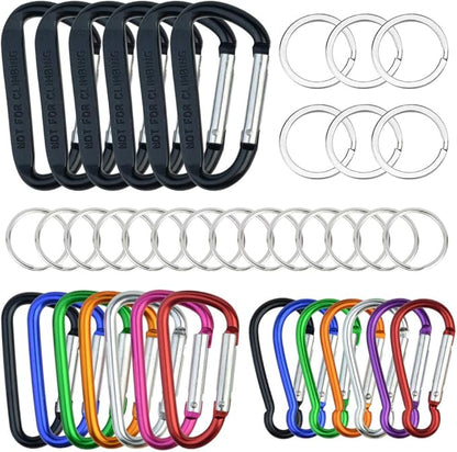 20 Pack Carabiners Clips with Keychain D Ring Caribeaner Clip Hook by Topbuti