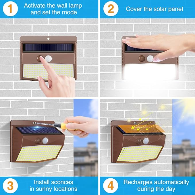 Peasur 2 Packs Solar Outdoor Lights Motion Sensor Solar Security Lights - Image 4