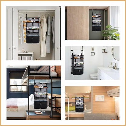 Surblue Hanging Closet Storage Bag Collapsible 3-Shelf Washable Oxford Fabric - Image 7