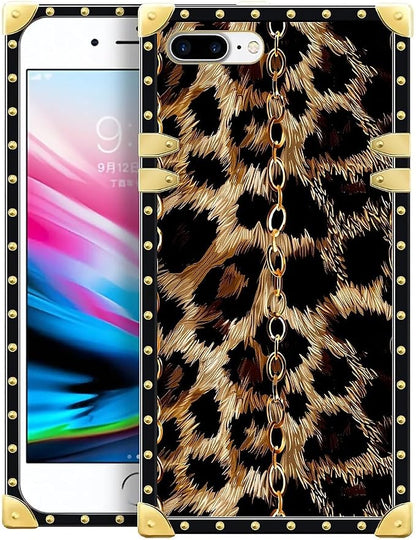 Compatible with iPhone 8 Plus 7 Plus Case, Seamless Gold Chain Leopard Luxury by Unknown