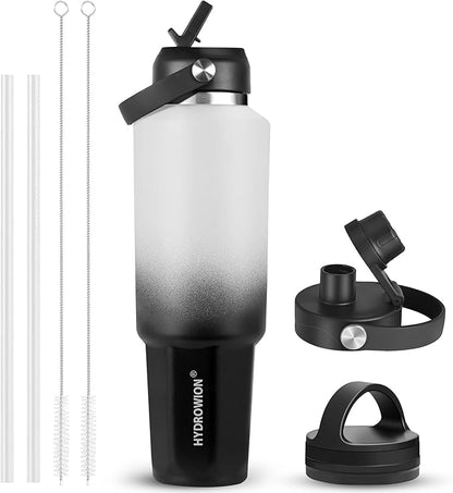 HYDROWION 32 oz Insulated Water Bottle, Car Water Bottle Holder by HYDROWION