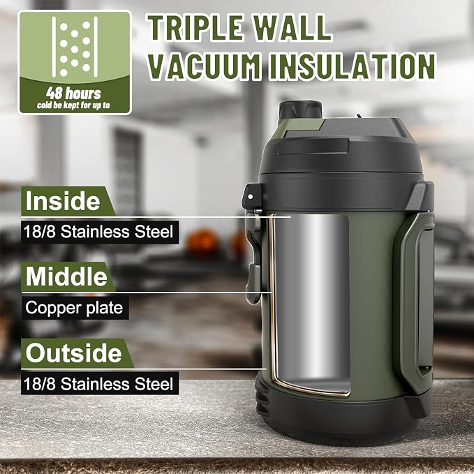 Hydraful Gallon Water Bottle, 128 oz Large Insulated Stainless Steel Sports - Image 5