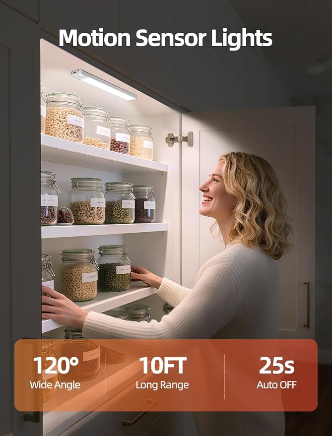 Under Cabinet Motion Sensor Lighting: 10 Inch Dimmable Rechargeable Lights - Image 2
