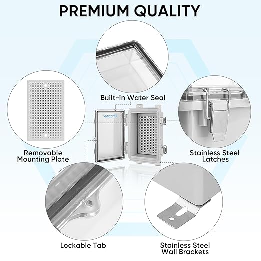 TICONN Outdoor Electrical Box Waterproof, Junction Box IP67 ABS Plastic - Image 4