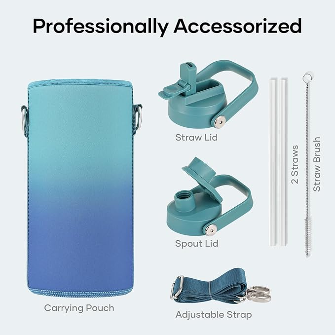 BUZIO 32 oz Water Bottle Insulated, Leakproof Stainless Steel Flask, Wide Mouth - Image 4
