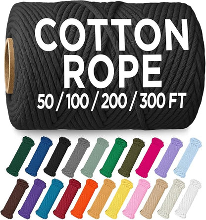 TECEUM Cotton Rope 3/16” – 300 FT – Strong All-Purpose Braided Rope – Natural by TECEUM