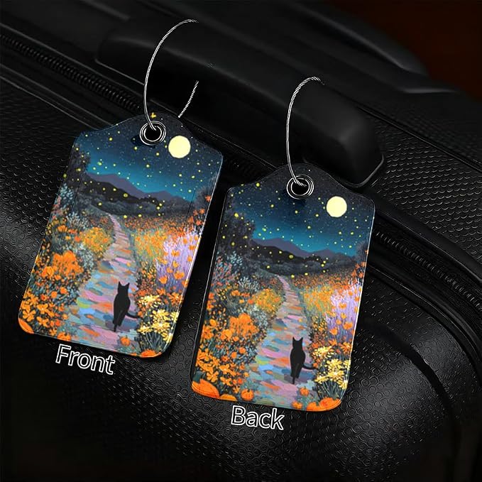 2Pcs Black Cat Pumpkin Luggage Tags, 2.83x4.53 Halloween Suitcase ID Labels - Image 2