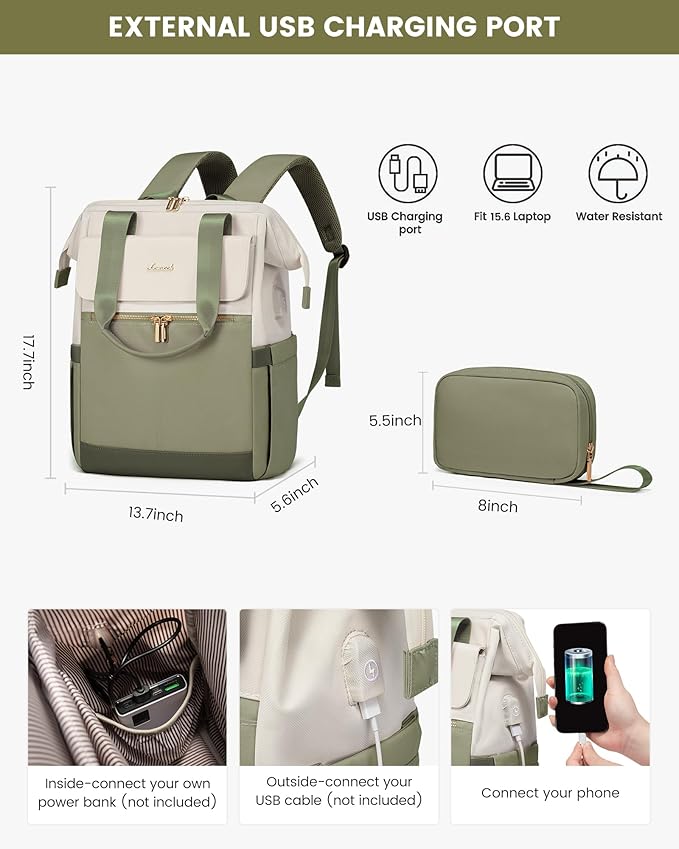 LOVEVOOK Laptop Backpack for Women, 15.6 Inch Work Laptop Bag - Image 5