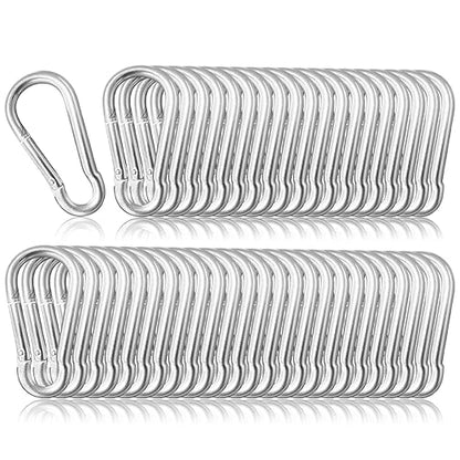 50 Pack 2" Heavy Duty Carabiner Clips, M5 Sliver Galvanized Steel Spring Snap by SEUNGCH