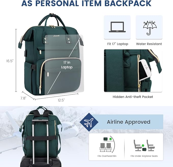 LOVEVOOK 17 inch Laptop Backpack Women, Large Travel Computer Back Pack - Image 3