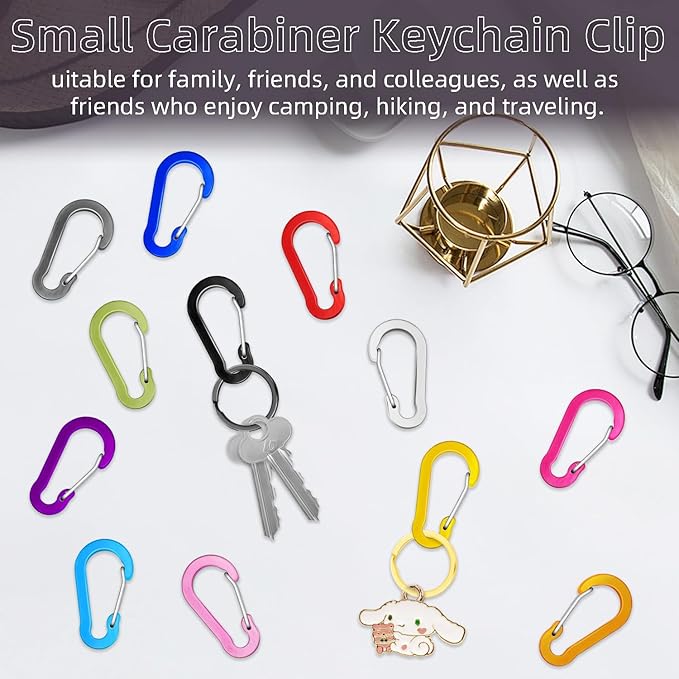 10pcs Aluminum Small Carabiner Clip, 2 Inch Carabiner Keychain Clasp Spring D - Image 6