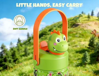 POWCAN 12 oz Kids Stainless Steel Water Bottle: 2-in-1 Straw Spout Lid - Image 6