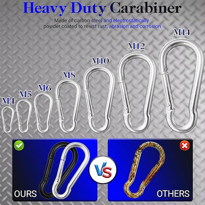 50 Pack 2" Heavy Duty Carabiner Clips, M5 Sliver Galvanized Steel Spring Snap - Image 4