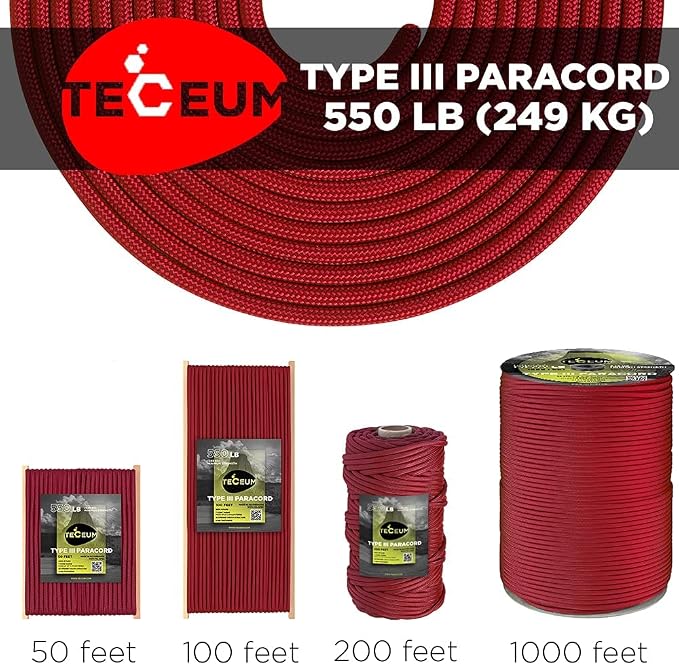 TECEUM Reflective Paracord Rope 1000 – 1000ft/200ft/100ft/50ft – 40+ Colors – - Image 9