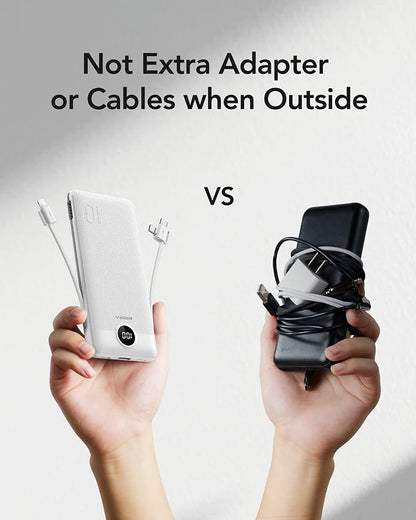 VEGER Portable Charger with Built-in AC Plug and Cables, All in One 10000mAh - Image 7