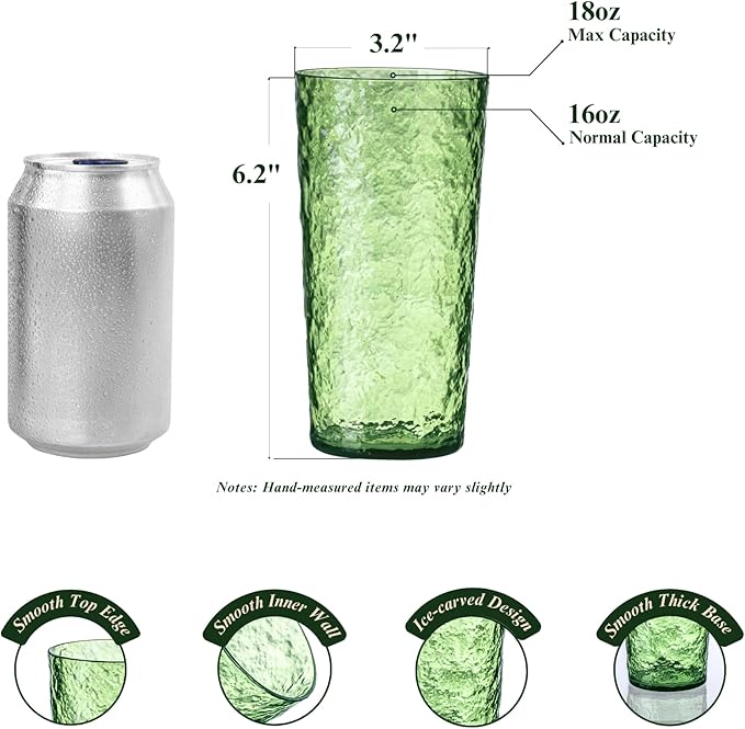 18oz Acrylic Glasses Drinkware, Ice-carved Design Unbreakable Plastic Cups - Image 3