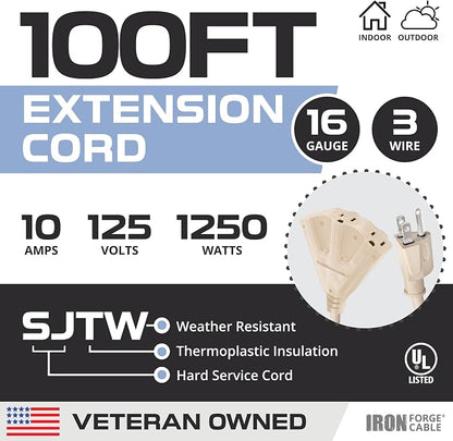 Iron Forge Cable Weatherproof 100 Ft Outdoor Extension Cord - Image 2