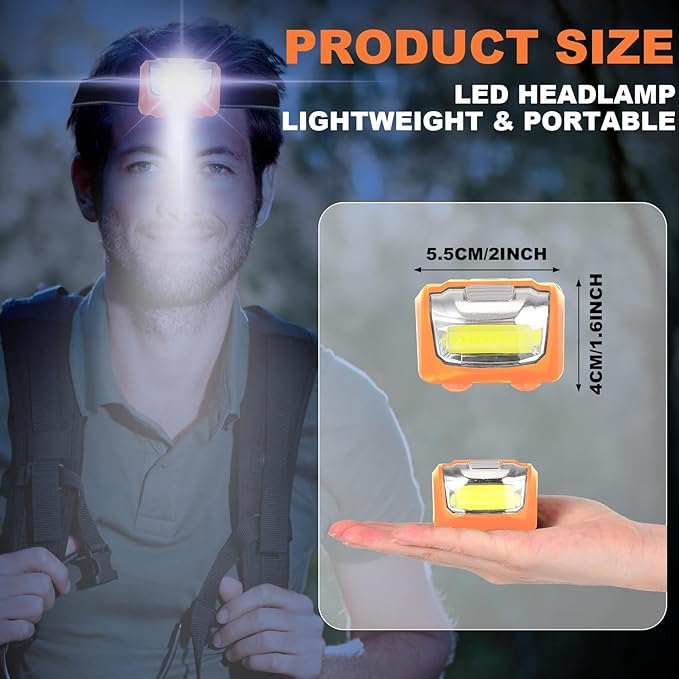 Macarrie 18 Pack LED Headlamps IPX4 Waterproof 3 Modes Headlamp Flashlight - Image 2