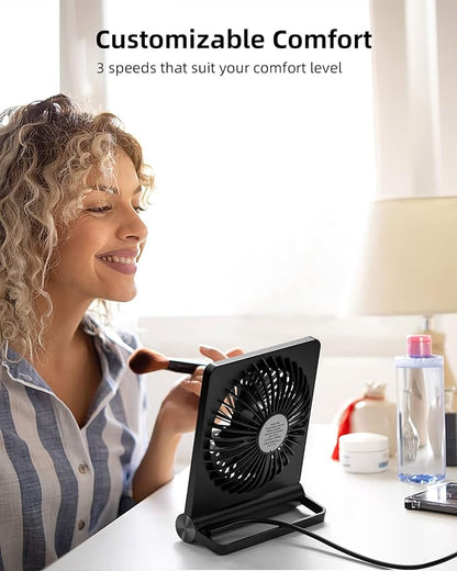 Koonie USB Fan, Strong Wind Ultra Quiet Small Desk Fan 220° Tilt Folding 3 - Image 6
