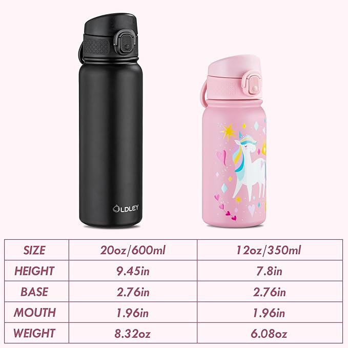 OLDLEY 12oz Kids Water Bottle, Stainless Steel Insulated Water Bottle - Image 4
