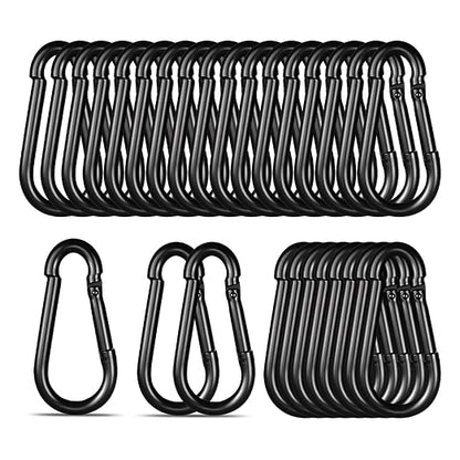 Black Carabiner, Heavy Duty Galvanized Steel Spring Snap Hook Carabiner Clips by High-PQ