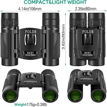 POLDR 8x21 Small Compact Lightweight Binoculars - Image 2