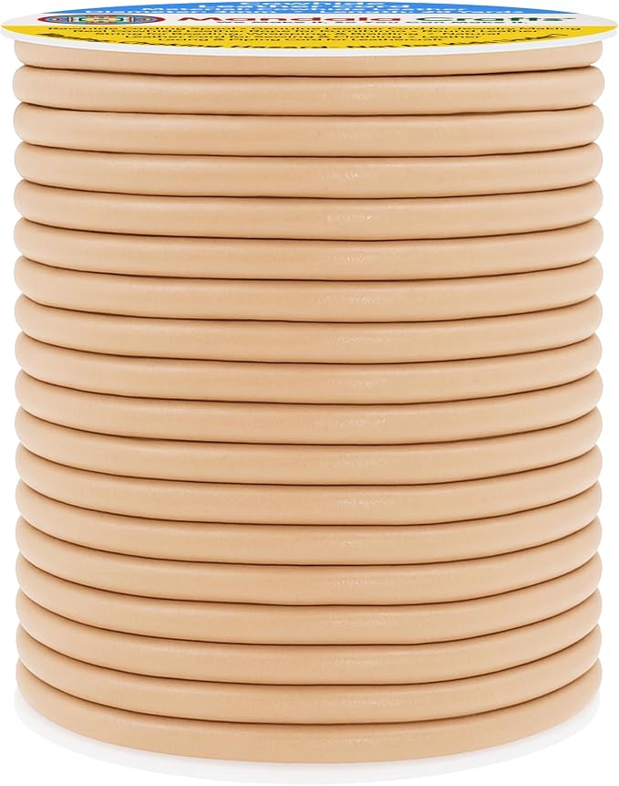 Mandala Crafts Round Genuine Beige Leather Cord - Image 2