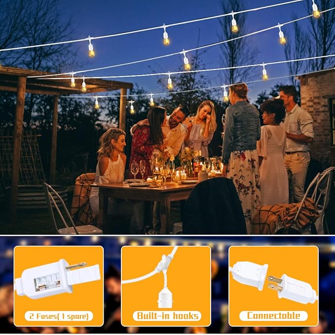 Outdoor String Lights LED White 100FT Patio Lights String - Image 4