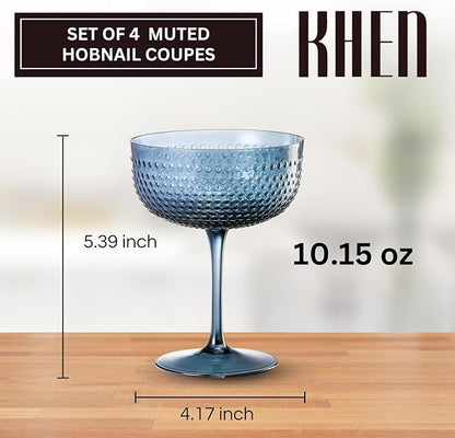 Khen Muted Hobnail Coupes Vintage Textured Pastel Style Cocktail Martini - Image 2