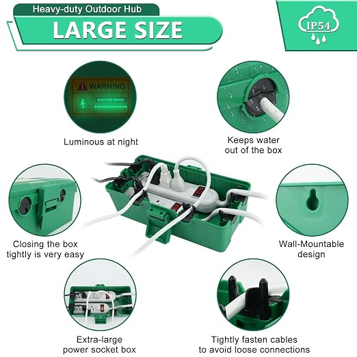 NineLeaf Outdoor Electrical Box, IP54 Waterproof Extension Cord Cover - Image 5