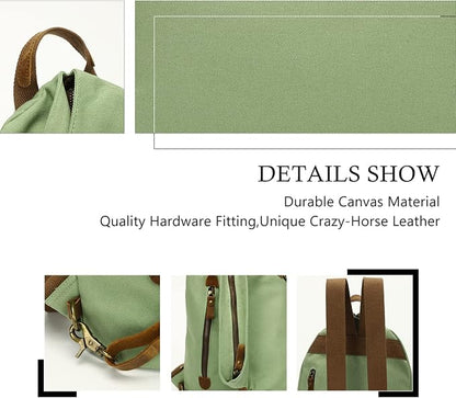 KL928 Canvas Vintage Backpack – Large Casual Daypack Outdoor Travel Rucksack - Image 3