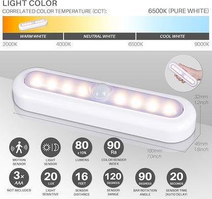STAR-SPANGLED 3 Pack 7” Motion Sensor Lights Indoor Battery Operated, Stick on - Image 4