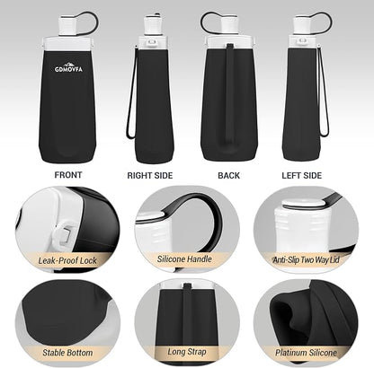 Collapsible Water Bottles, 20oz Reusable Silicone Foldable Water Bottle - Image 3
