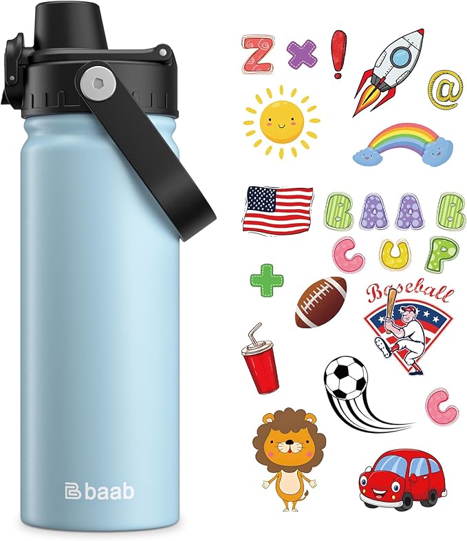 baab 18oz Kids Water Bottle, Insulated Kids Water Bottle by baabKidWatterBottle