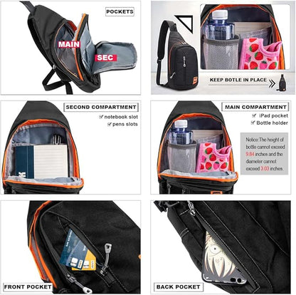 Peicees Small Sling Backpack Waterproof Unisex Shoulder Bag Chest Crossbody - Image 3