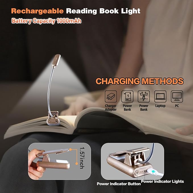 VAVOFO Rechargeable Book Light for Reading in Bed Kids, 7 LED Reading Light - Image 4