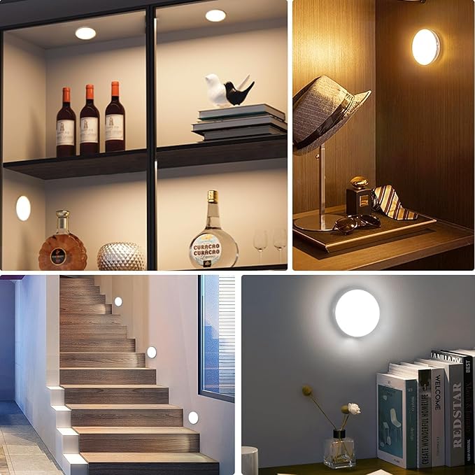 6 Pack Under Cabinet Lights, 16 LEDs Wireless Motion Sensor Light Puck Light - Image 7