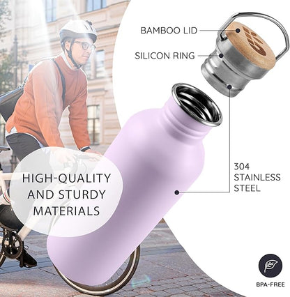 Bambaw Metal Water Bottle 16 oz, Lavender Water Bottle - Image 2
