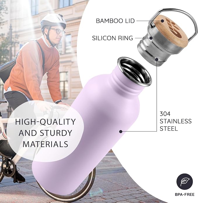 Bambaw Stainless Steel Water Bottle, 1 Litre Non-Insulated Stainless Steel - Image 2