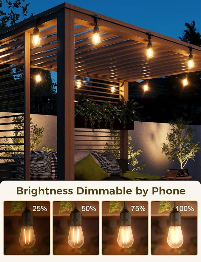 XMCOSY+ Outdoor String Lights, Smart Patio Lights 72.5Ft, APP WiFi Control - Image 4