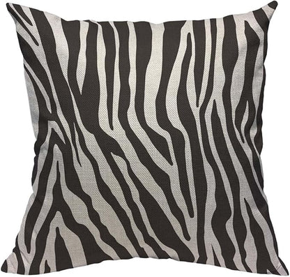 TKS MITLAN Zebra Print Pillow Covers 18 x 18 Inch Black White Leopard Line by TKS+MITLAN