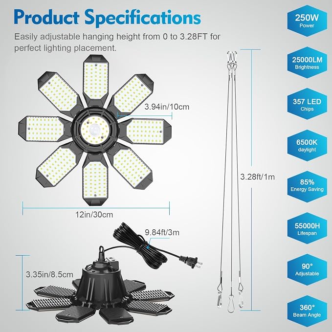 TANBABY 2 Pack LED Garage Lights - Image 8
