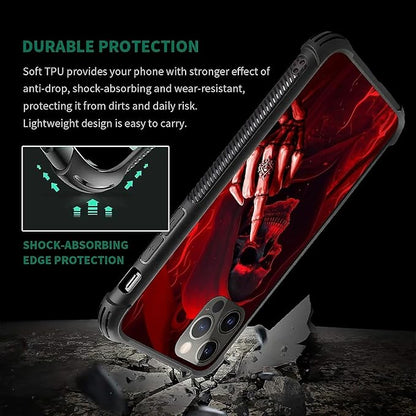 for iPhone 11 Pro Case, Gestures Funny Skull Pattern Graphic Design Girl Boy - Image 7
