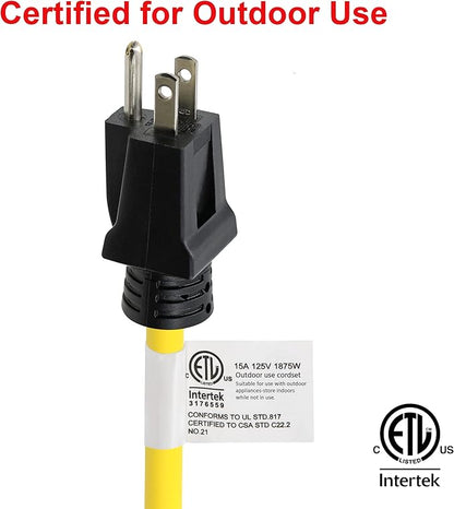Clear Power 25 ft 12/3 SJTW Heavy Duty Outdoor Extension Cord, Water & Weather - Image 4