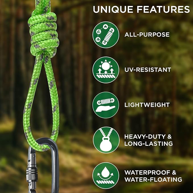 TECEUM Rope – 90 Feet x 3/8 Inch – Green Gray – Strong All-Purpose Utility Rope - Image 4