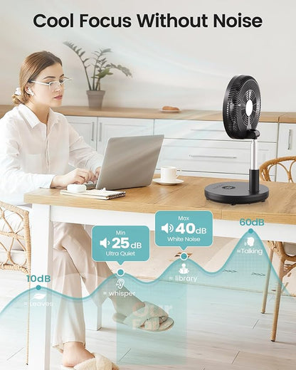 TriPole Foldable Standing Fan 12" Portable Rechargeable Battery Pedestal Fan - Image 6