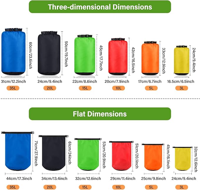 6 Pcs Waterproof Dry Bag Sack Lightweight Outdoor Dry Bags 35 L, 20 L, 15 L - Image 2