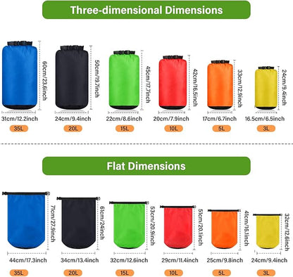6 Pcs Waterproof Dry Bag Sack Lightweight Outdoor Dry Bags 35 L, 20 L, 15 L - Image 2