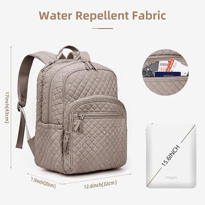 Backpack for Women, College Backpack, Quilted Casual Daypack, Waterproof - Image 3