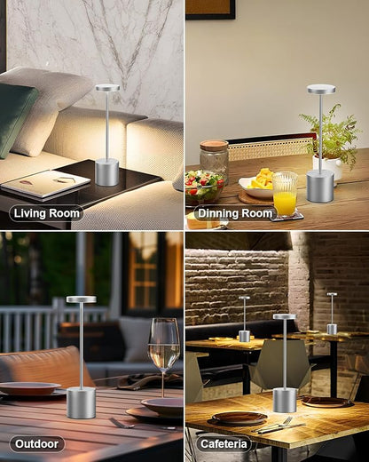 Silver Cordless Table Lamp Rechargeable - Image 7